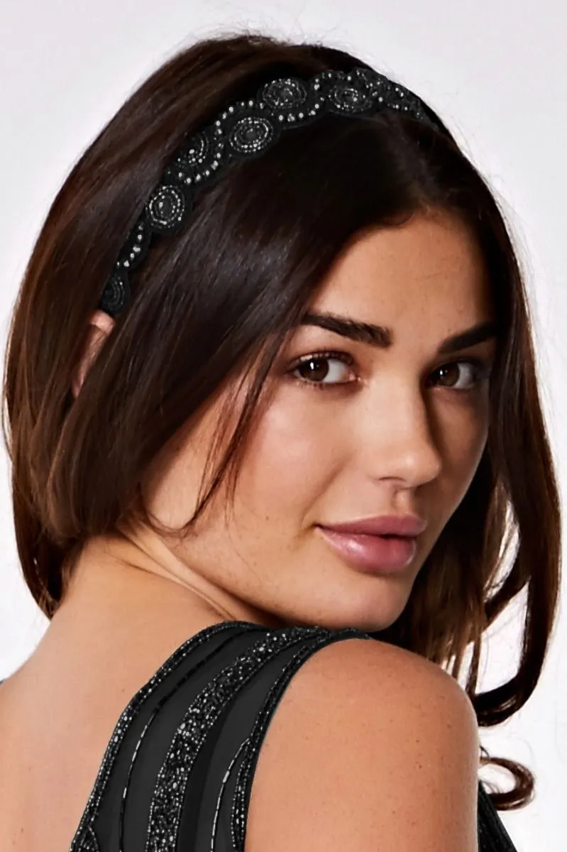 Eliza Flapper Headband In Black
