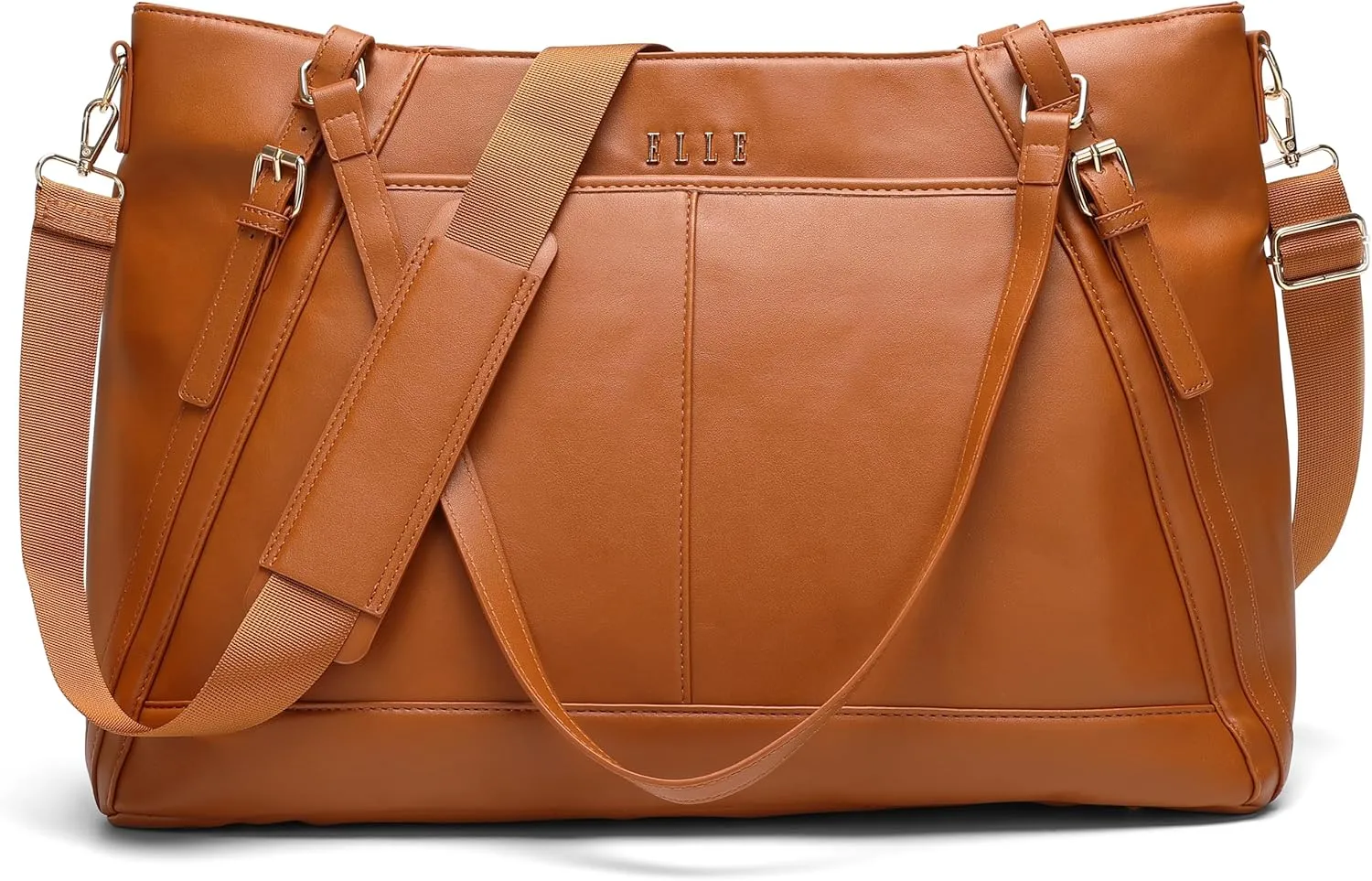ELLE Leisure Luxe 33L Vegan Leather Weekender Tote Bag | Brown