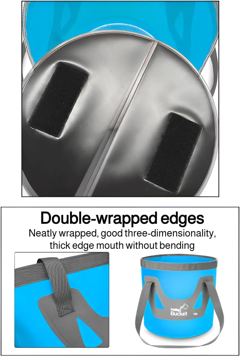 [Ellniges]Multi-Functional Collapsible Bucket with Wide Mouth - 12L/20L Foldable Design for Fishing, Cleaning, Disaster Preparedness & Vehicle Use, Ergonomic Handle, Quick-Dry Compact Storage Solution