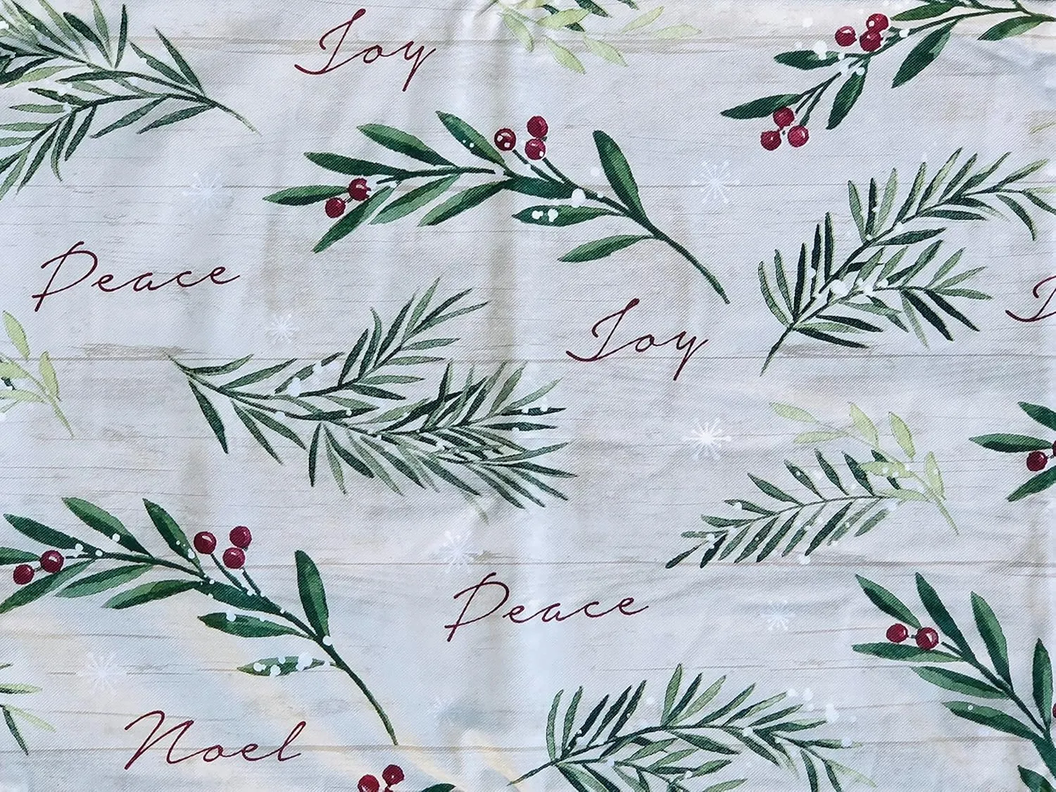 Elrene Home Fashions Seasons Greetings Christmas Holiday Tree Trimmings Flannel Backed Vinyl Tablecloth (52" x 70" Oblong)