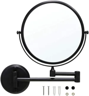 ELTOX Makeup Mirrors Wall Mounted, 8 Inch Bathroom Magnifying Double Sided Adjustable Extendable Swivel Vanity Mirrors Cosmetic (Color : Nickel, Size : 10X)