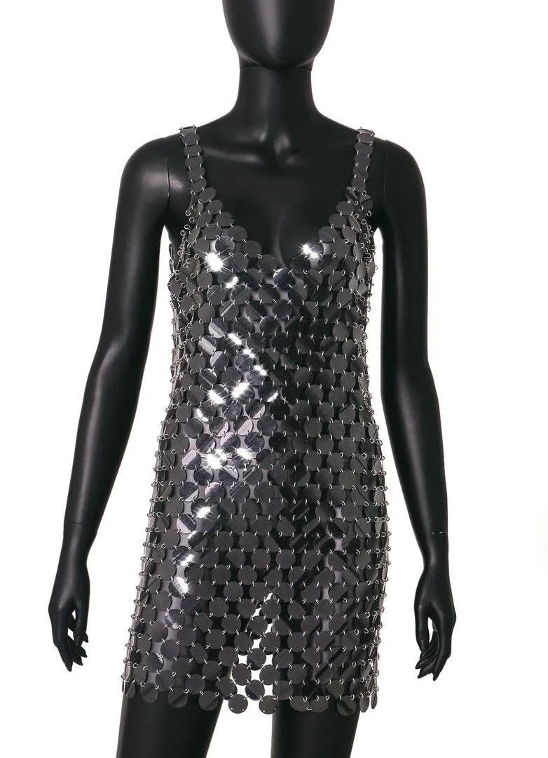Embellished mini dress, Black Discs, Fashionable Dress