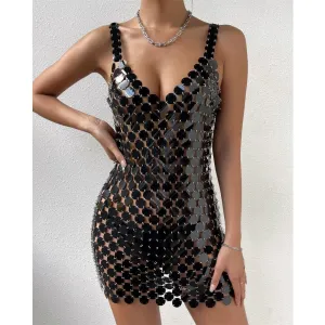 Embellished mini dress, Black Discs, Fashionable Dress