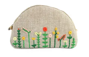 Embroidered makeup bag Small cosmetic purse for women Floral zipper pouch for bridesmaids