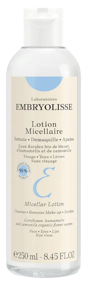 Embryolisse Micellar Lotion Makeup Remover for Sensitive Skin, Gentle Cleansing and Toning Floral Water with Chamomile, Cornflower & Witch Hazel, No-Rinse