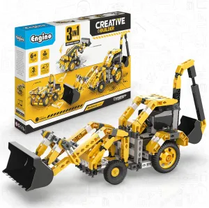Engino Creative Builder- Backhoe Loader- 3-in-1, Educational Toys for Kids 6 , Engineering Kit for Young Inventors, STEM Kits, Gifts for Boys & Girls
