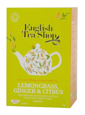 English Tea Shop Lemongrass Ginger and Citrus Fruits - Tea Bags, 30 Gram (Pack of 6)