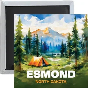 Esmond North Dakota Souvenir 2.5 x 2.5 Inches Magnet Camping Tent Design 4-Pack