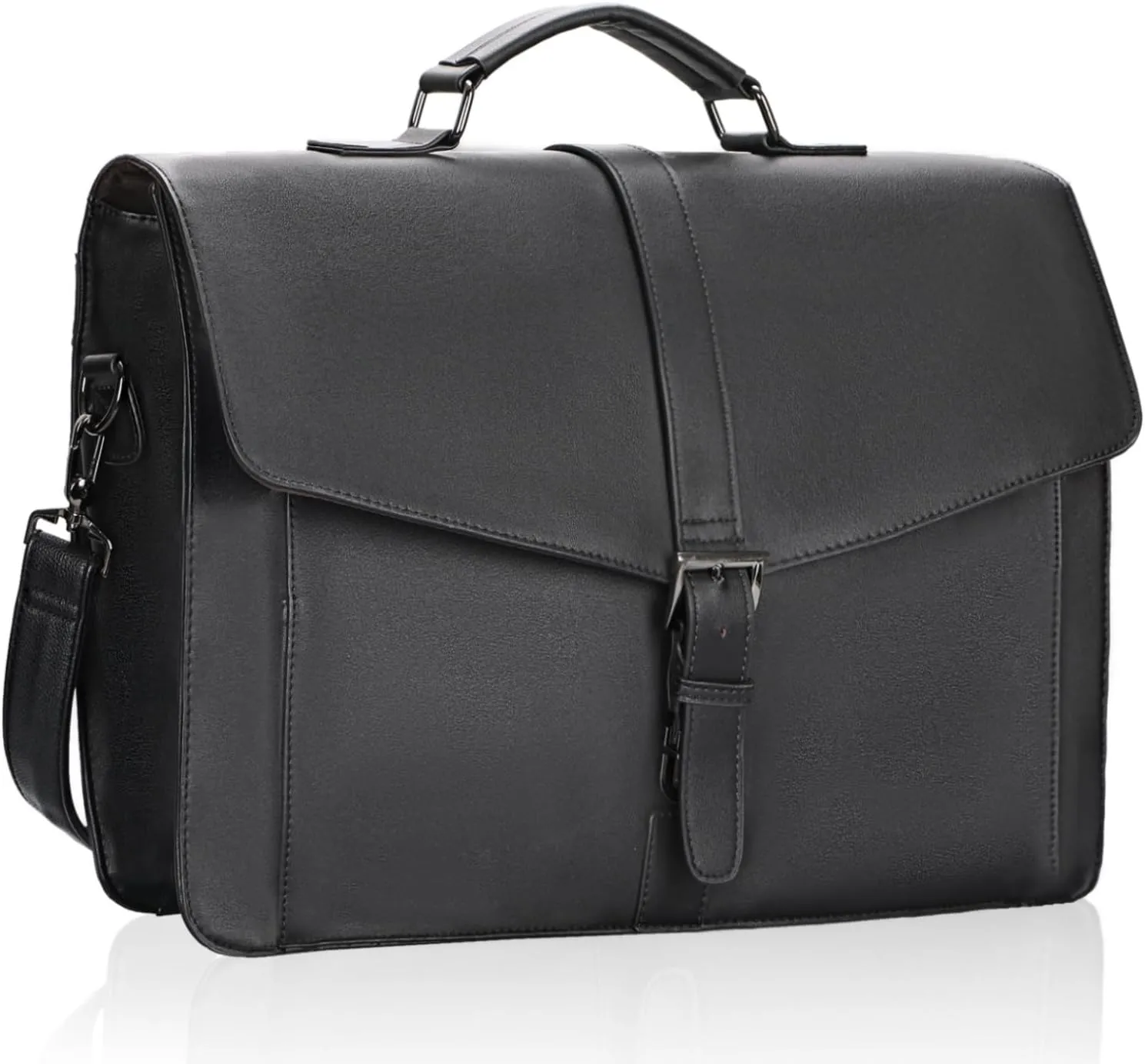 ESTARER Men's Leather Briefcase 17.3 Inch Laptop Computer Bag for Office/Business/Travel, Large Satchel Professional Leather Messenger Shoulder Bag, Black