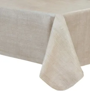 EVERYDAY LUXURIES Sonoma Crosshatch Texture Print Flannel Backed 60" x 102" Oblong (Rectangle), Natural Vinyl Tablecloth
