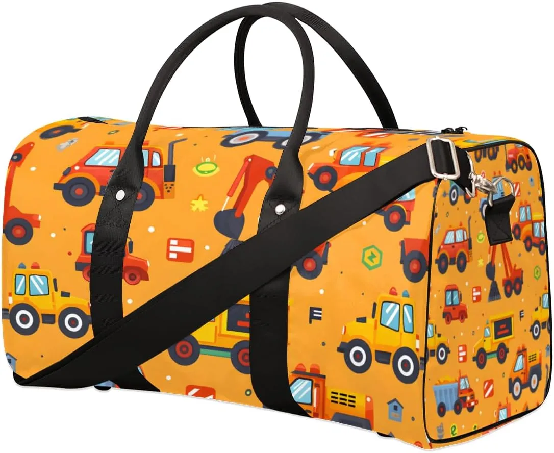 Excavator Trucks Travel Duffle Bag for Women Men Gym Duffel Foldable Bag Waterproof Weekender Bulldozer Machinery Duffle Tote