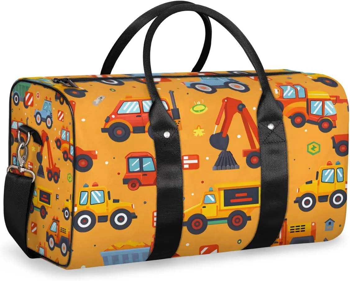 Excavator Trucks Travel Duffle Bag for Women Men Gym Duffel Foldable Bag Waterproof Weekender Bulldozer Machinery Duffle Tote