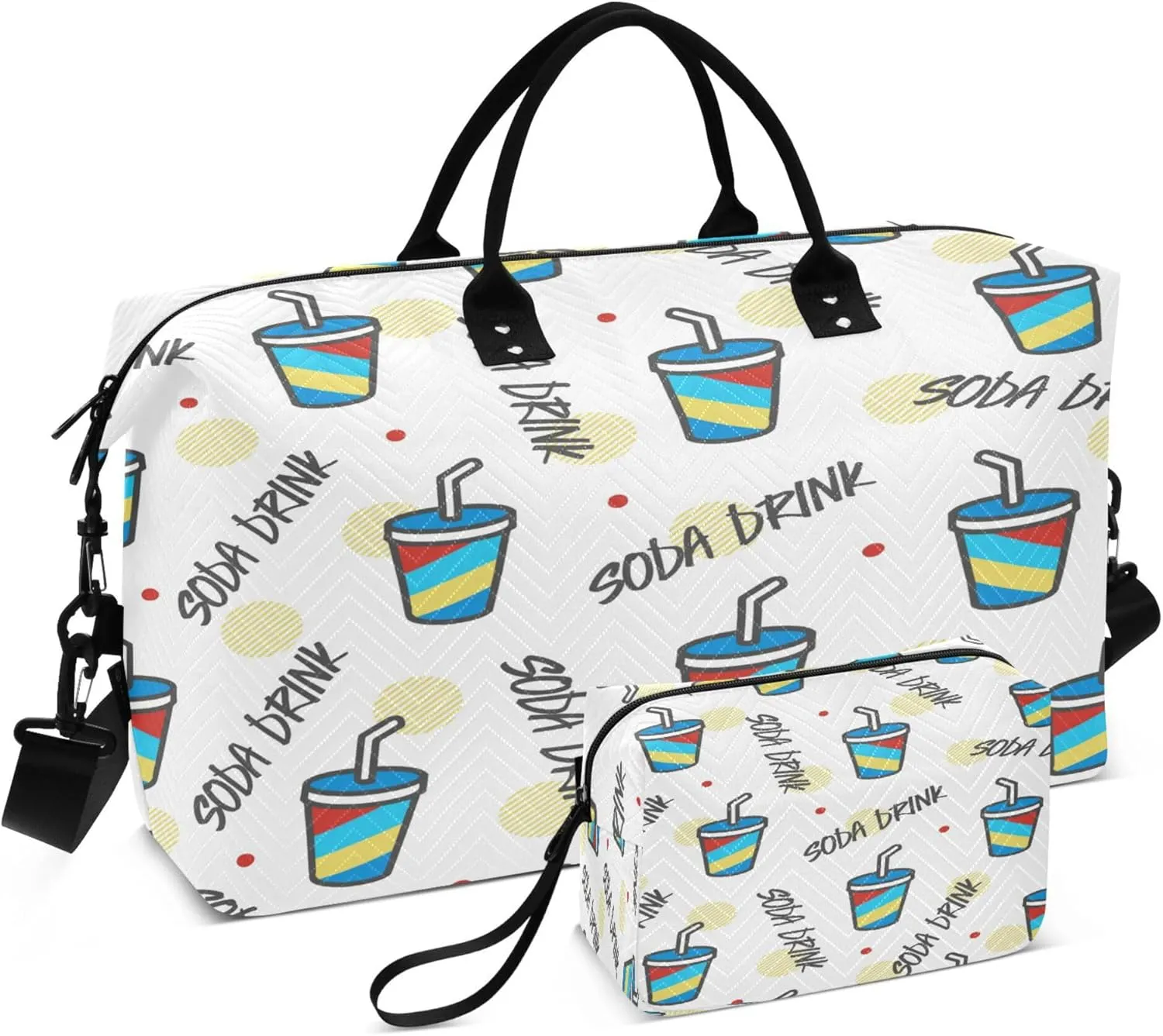 Exnundod Soda Drinks Cheers Cup Travel Duffel Bags for Women Sports Gym Bag Weekender Carry On Tote Overnight Luggage Duffle Bags