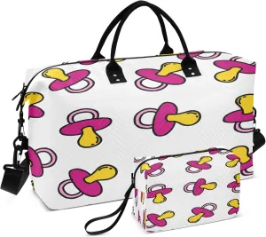 Exnundod Travel Duffel Bags Pacifier Doodle Pattern Sports Gym Bag Weekender Carry On Tote Overnight Luggage Bags for Women and Men