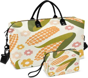Exnundod Women Weekender Bags Farm Corn Pattern Gym Bags Carry On Overnight Duffle Large Duffle Tote Hospital Bag for Business Trip, Yoga