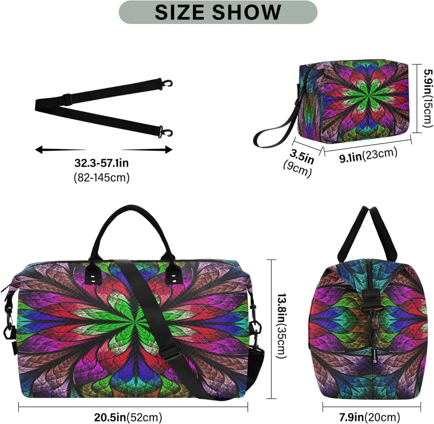 Exnundod Women Weekender Bags Magic Floral Leaves Travel Duffel Bags Carry On Overnight Bag Colorful Large Hospital Tote Luggage