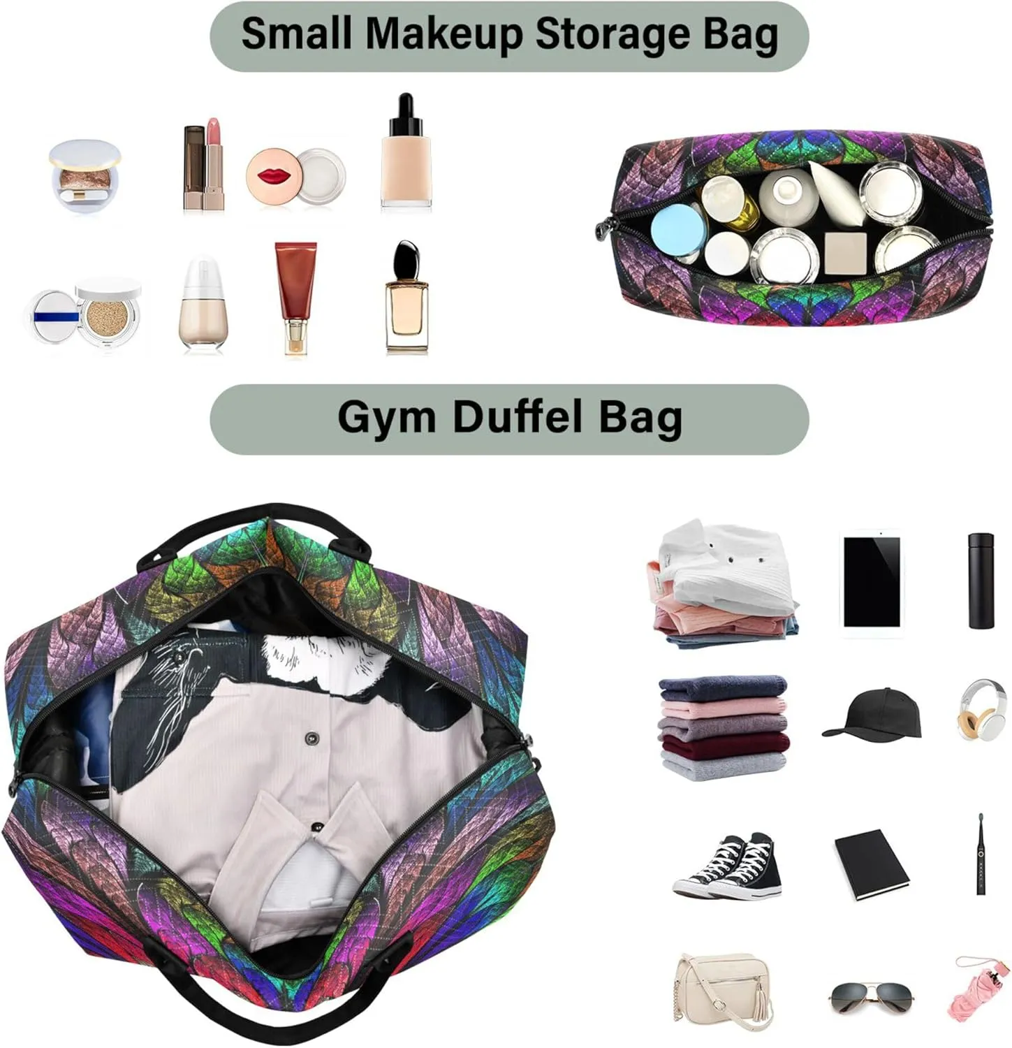 Exnundod Women Weekender Bags Magic Floral Leaves Travel Duffel Bags Carry On Overnight Bag Colorful Large Hospital Tote Luggage