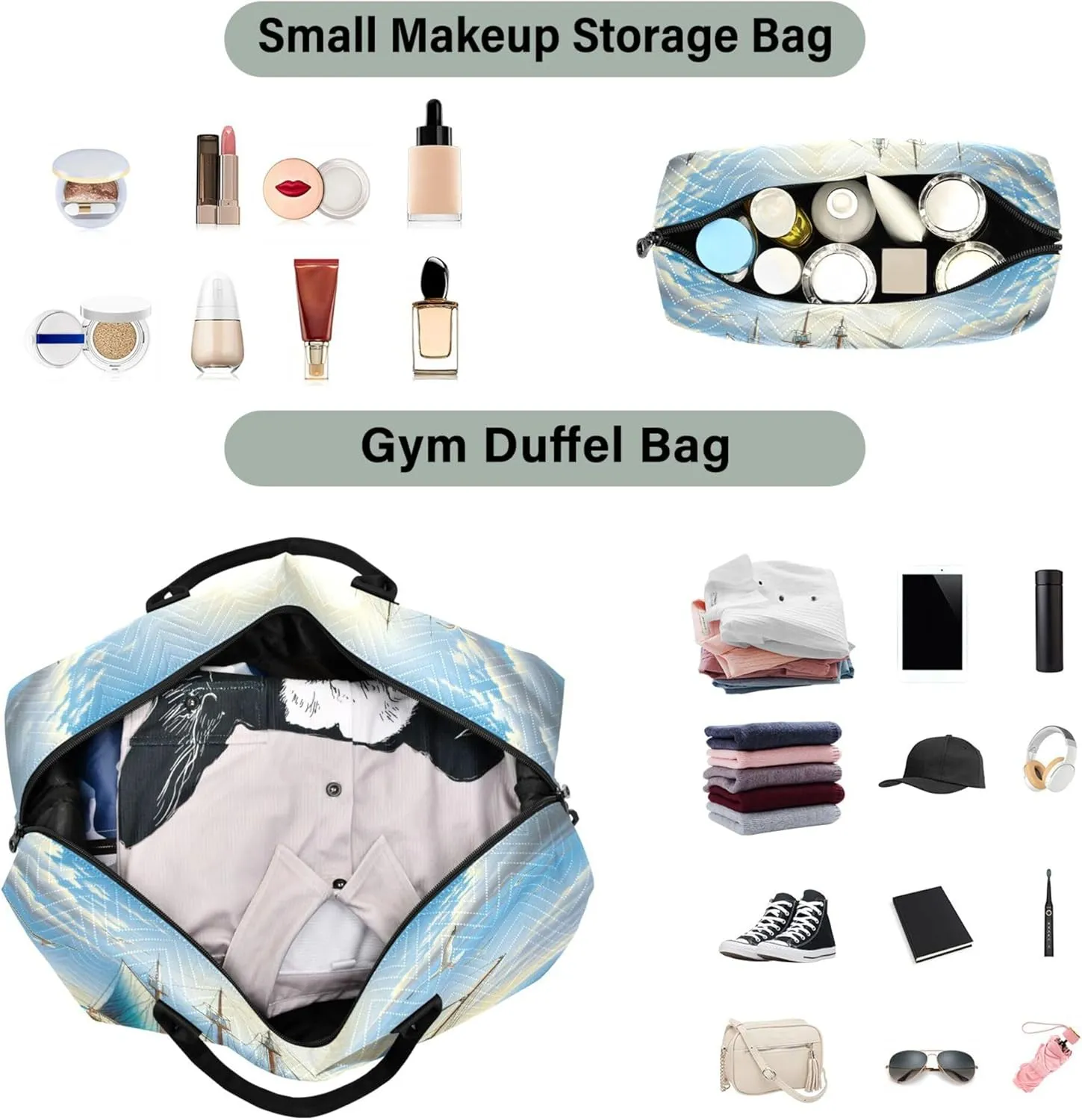 Exnundod Women Weekender Bags Sea Sailboat Seagull Travel Duffel Bags Carry On Overnight Bag Large Hospital Tote Luggage