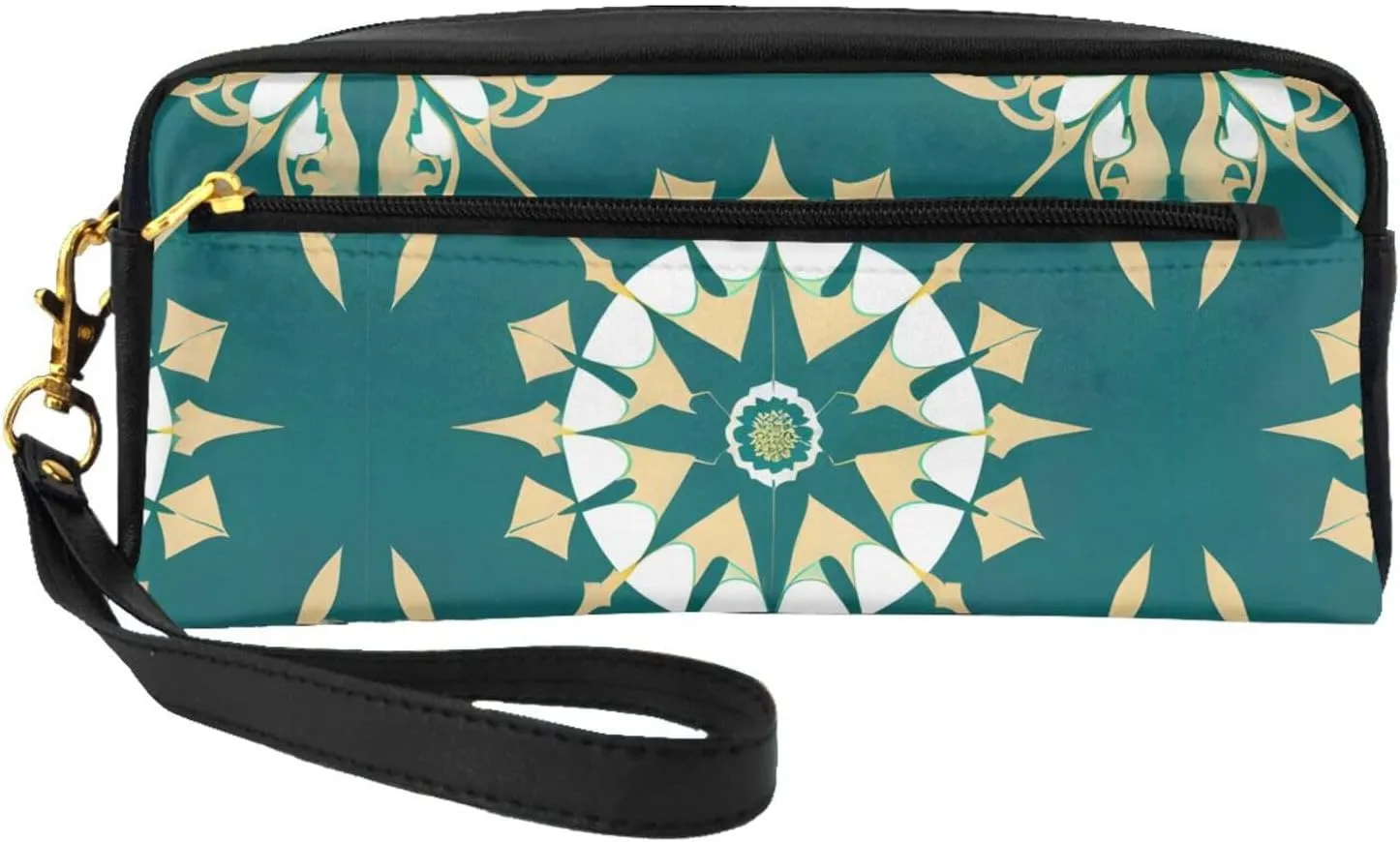 Exotic style floral Print Leather Small Makeup Bag â€“ Travel Toiletry Bag for Women, Reusable Cosmetic Pouch with Zipper