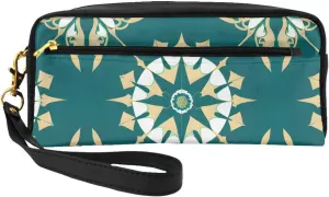 Exotic style floral Print Leather Small Makeup Bag â€“ Travel Toiletry Bag for Women, Reusable Cosmetic Pouch with Zipper
