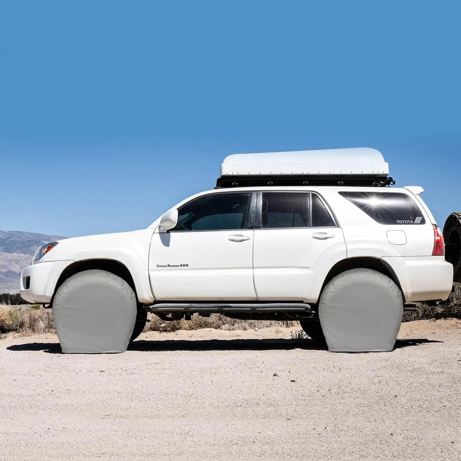 Explore Land Tire Covers 4 Pack - Tough Wheel Protector for Truck, SUV, Trailer, Camper, RV Universal Fits Tire Diameters 23-25.75 inches, Charcoal