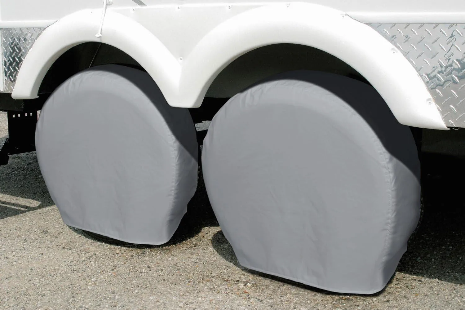 Explore Land Tire Covers 4 Pack - Tough Wheel Protector for Truck, SUV, Trailer, Camper, RV Universal Fits Tire Diameters 23-25.75 inches, Charcoal