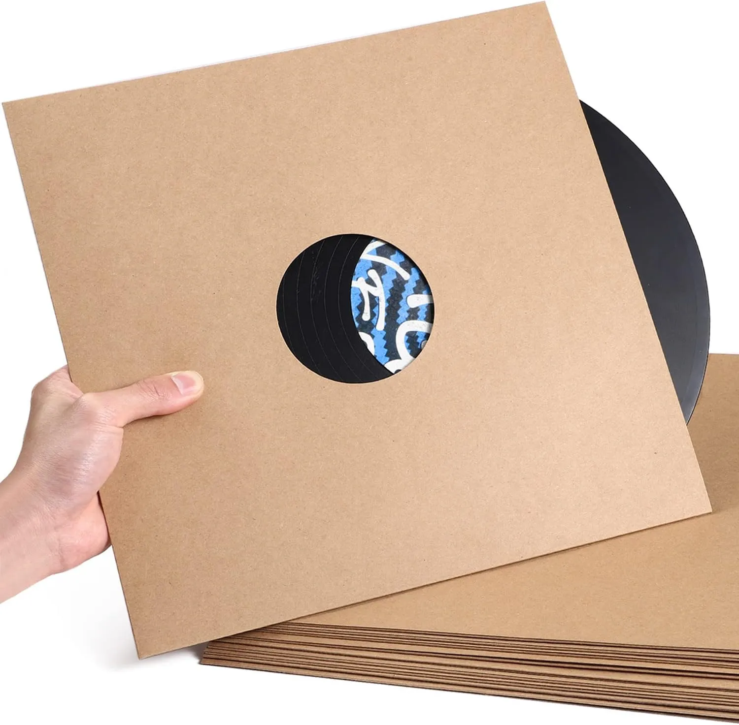 Facmogu 10PCS 12in Vinyl Record LP Jackets,Thick 350gsm Cardboard Vinyl Record Covers with Kraft Finish, Album Covers Record Jacket, Blank Album Jackets for Records Inner & Outer Sleeves (Brown)