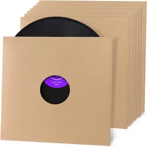 Facmogu 10PCS 12in Vinyl Record LP Jackets,Thick 350gsm Cardboard Vinyl Record Covers with Kraft Finish, Album Covers Record Jacket, Blank Album Jackets for Records Inner & Outer Sleeves (Brown)