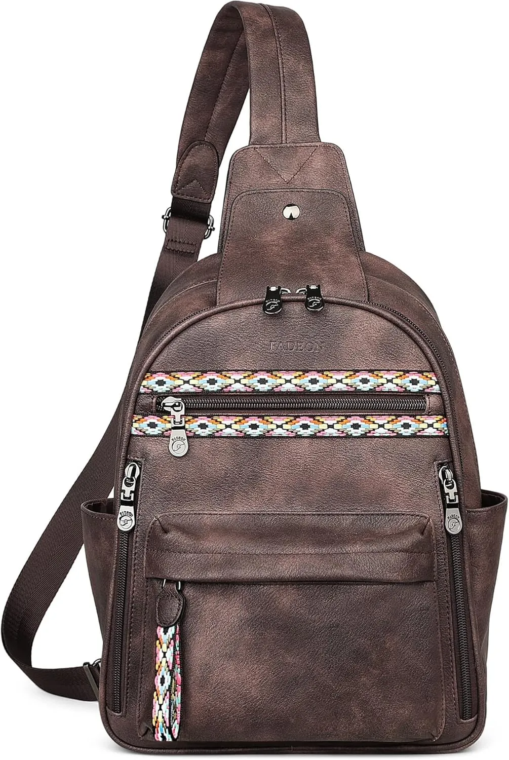 FADEON Sling Bag for Women Large Crossbody Purse Sling Backpack PU Leather Designer Anti Theft Sling Bags 4 RFID Card Slot