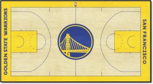 FANMATS 9264 Golden State Warriors Large Court Runner Rug - 30in. x 54in. - "Circular Golden Gate" Logo & Wordmark