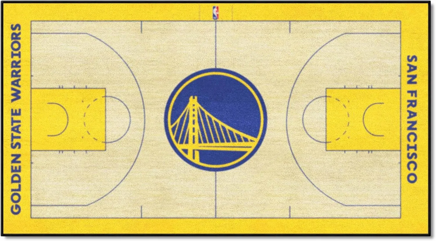 FANMATS 9264 Golden State Warriors Large Court Runner Rug - 30in. x 54in. - "Circular Golden Gate" Logo & Wordmark