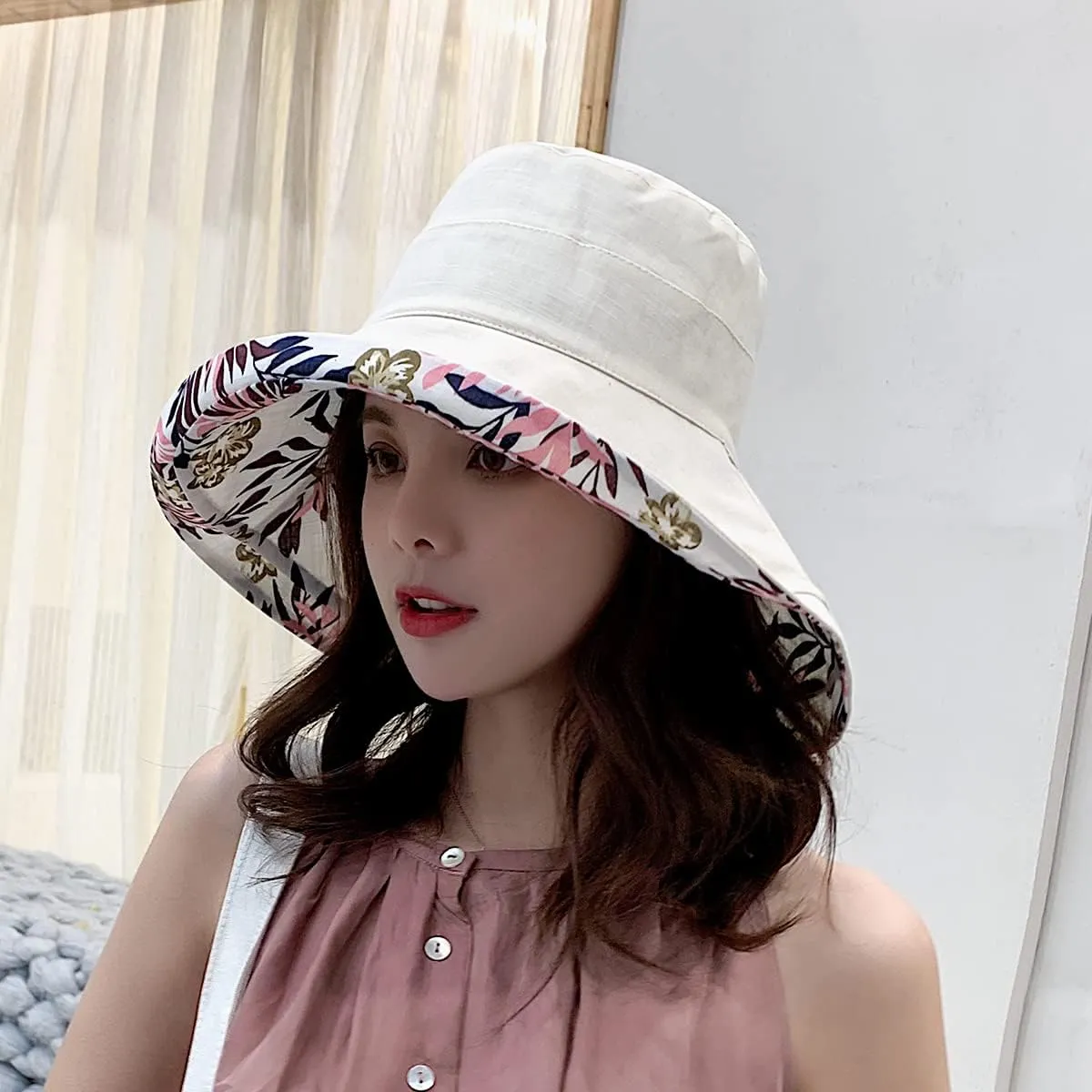 FaroDor Women's Reversible Bucket Hat UV Protection Packable Travel Cap Wide Brim Sun Hats