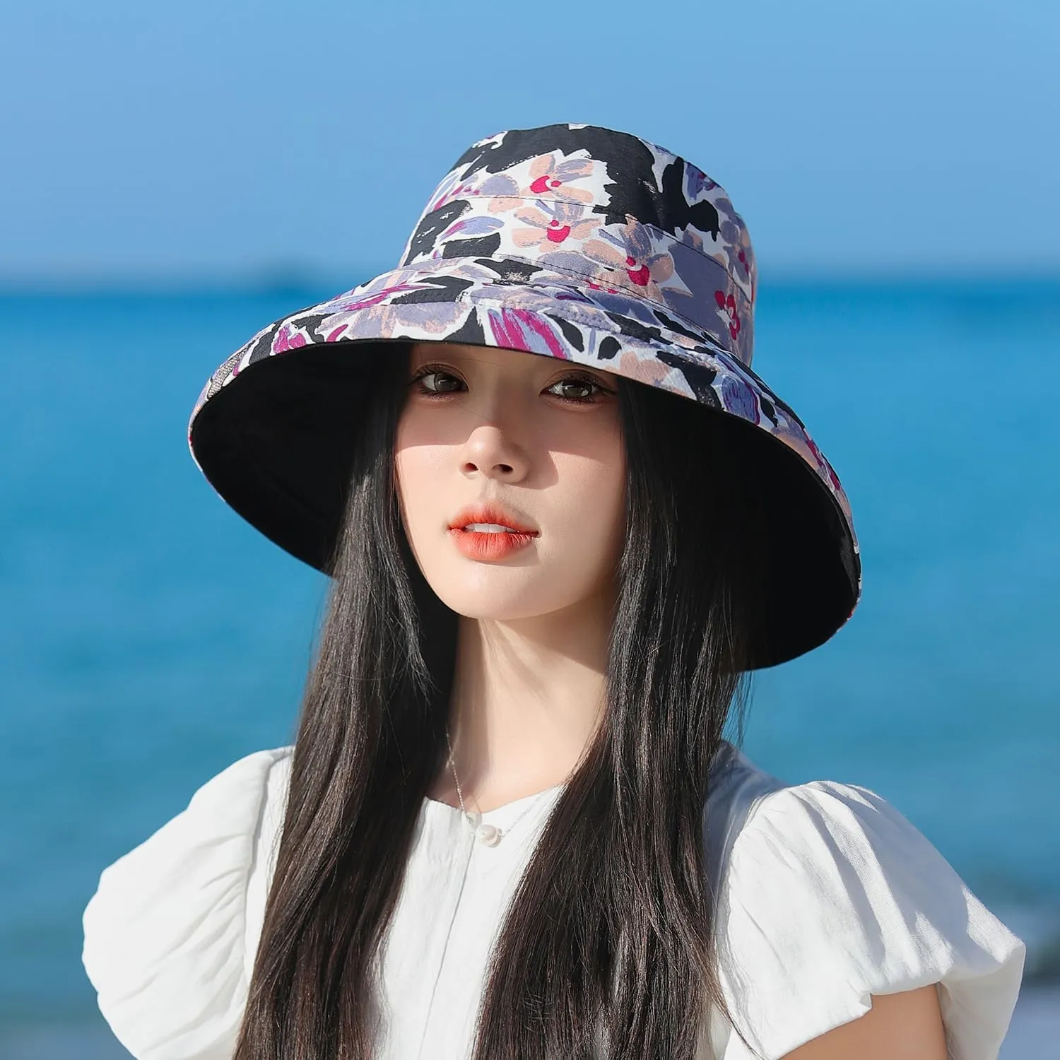 FaroDor Women's Reversible Bucket Hat UV Protection Packable Travel Cap Wide Brim Sun Hats