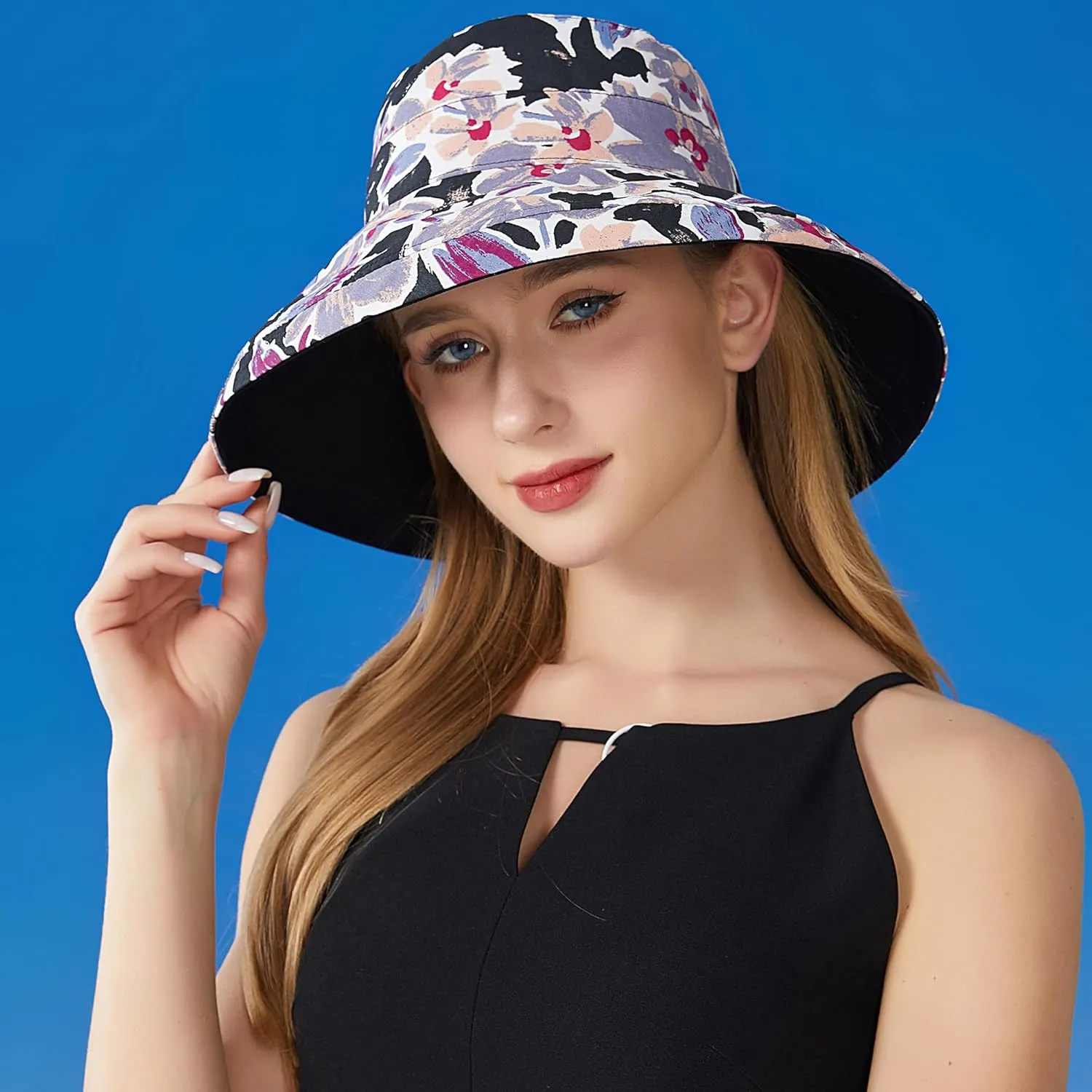 FaroDor Women's Reversible Bucket Hat UV Protection Packable Travel Cap Wide Brim Sun Hats