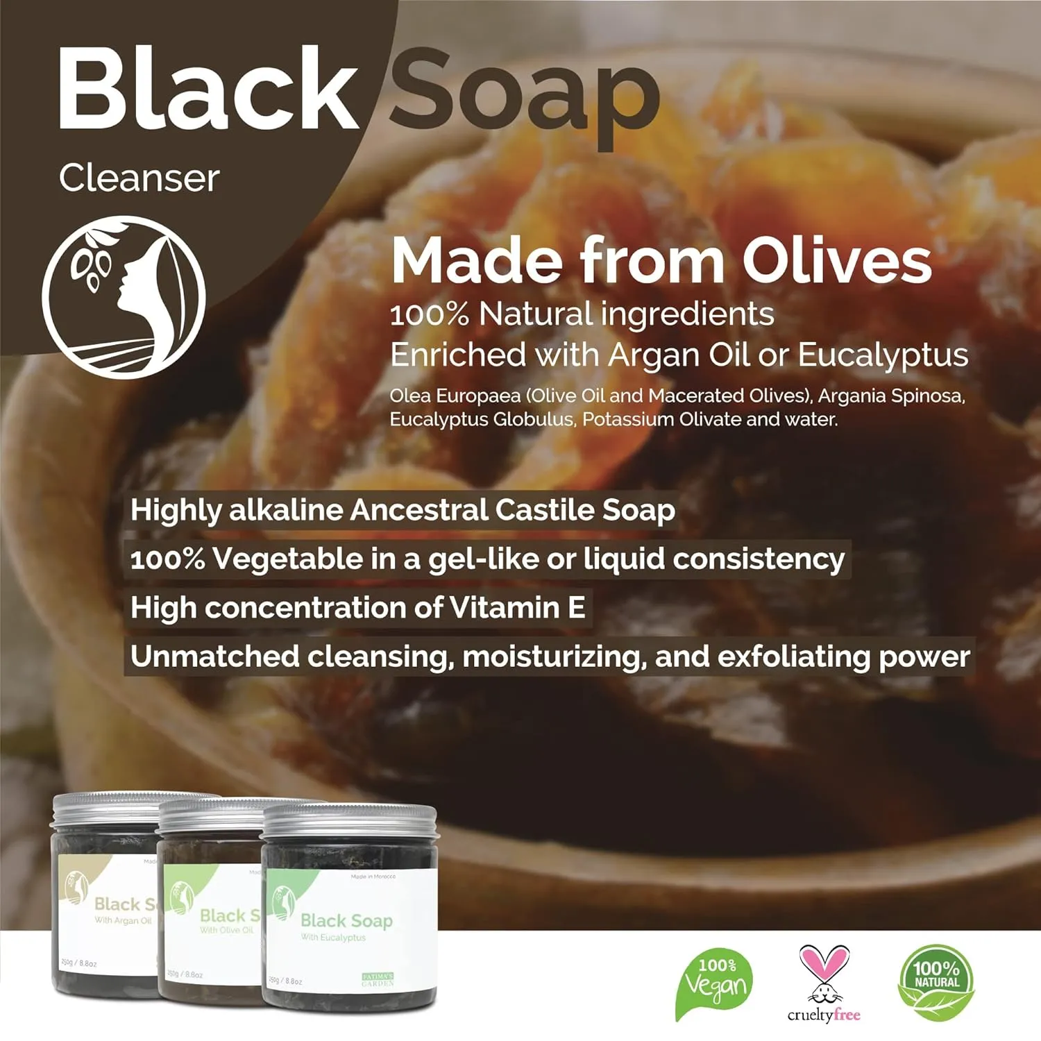 Fatima's Garden Rose Oil Black Soap - Natural Exfoliator, 250g
