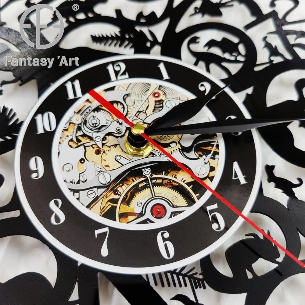 Firefighting Rescue Helmet Axes Crossed Wall Art Wall Clock Fireman Fighting Vinyl Record Wall Clock Firemen Retirement Gift Without LED, Black