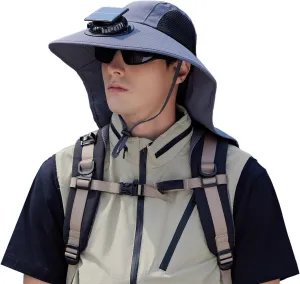 Fishing Cap Men Solar Fan Bucket Hat for Men Women UPF50  Sun Wide Brim Outdoor Sports Summer Fishing Hat Party