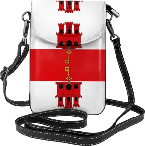Flag of Gibraltar Roomy Cell Phone Purse Wallet - Versatile Canvas Small Crossbody Purse Bags with Adjustable Leather Strap
