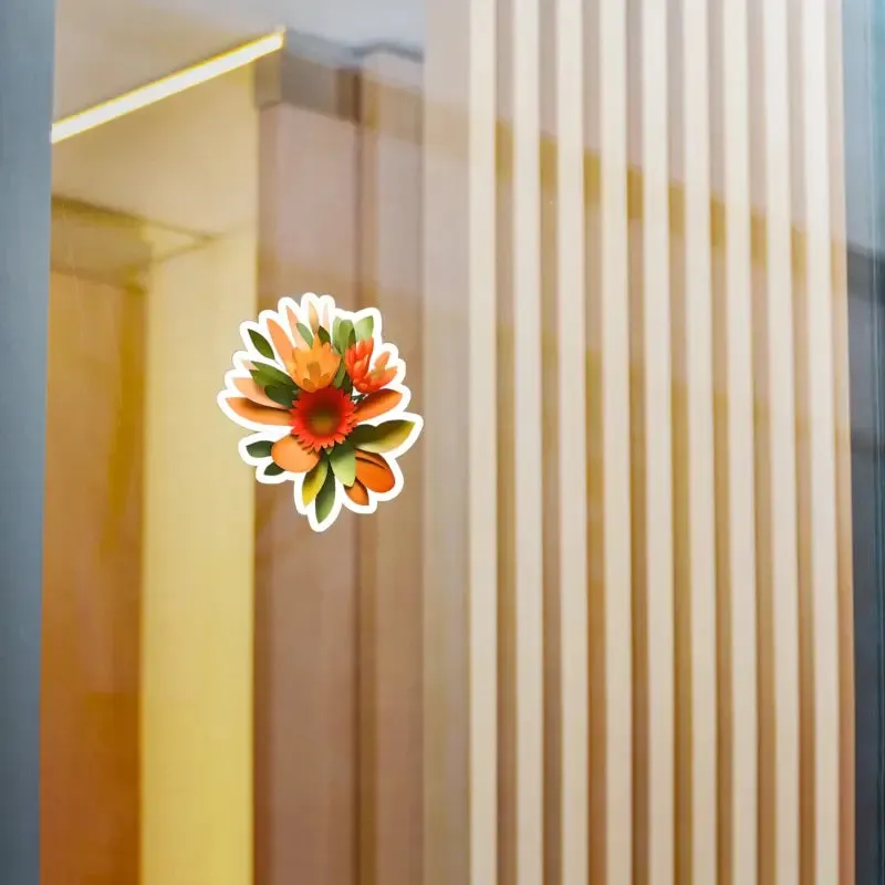 Floral Fusion Kiss Cut Vinyl Decals Orange Red Flowers