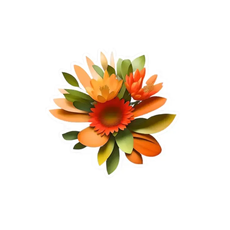 Floral Fusion Kiss Cut Vinyl Decals Orange Red Flowers