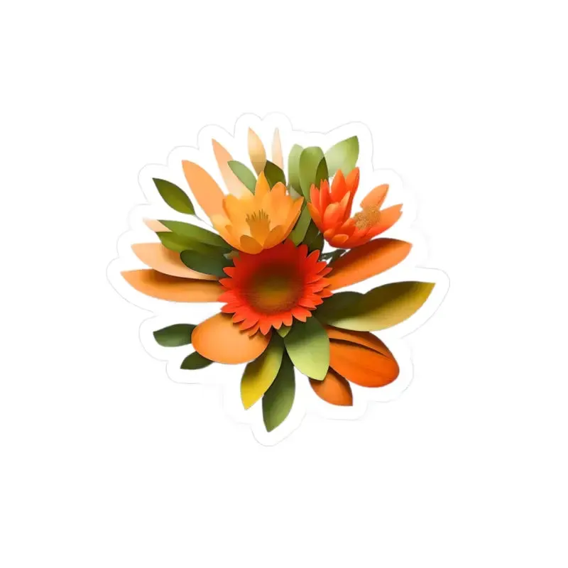 Floral Fusion Kiss Cut Vinyl Decals Orange Red Flowers
