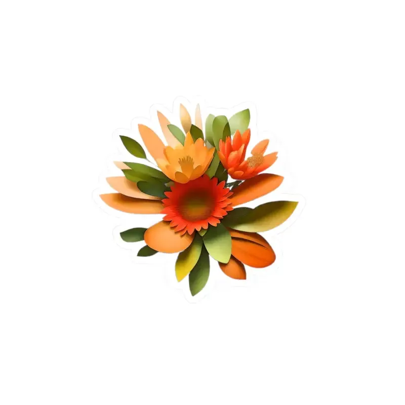 Floral Fusion Kiss Cut Vinyl Decals Orange Red Flowers
