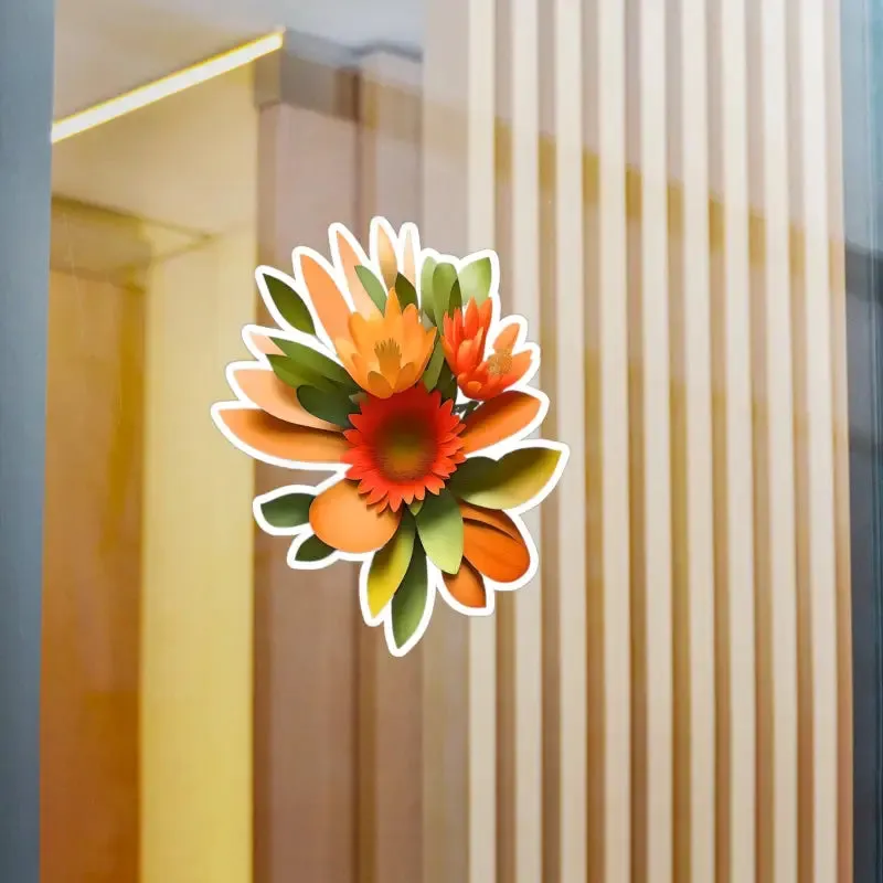 Floral Fusion Kiss Cut Vinyl Decals Orange Red Flowers