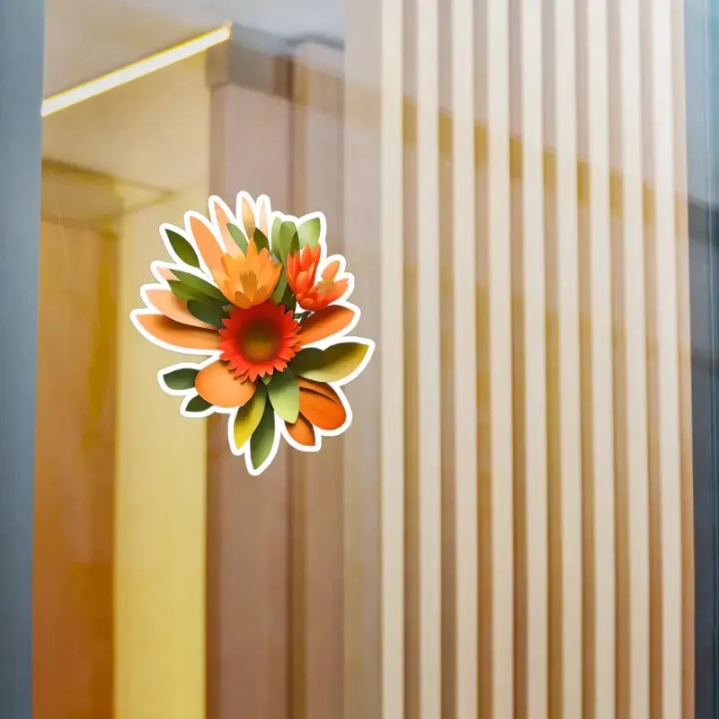 Floral Fusion Kiss Cut Vinyl Decals Orange Red Flowers
