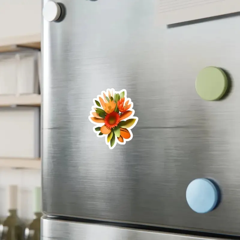 Floral Fusion Kiss Cut Vinyl Decals Orange Red Flowers