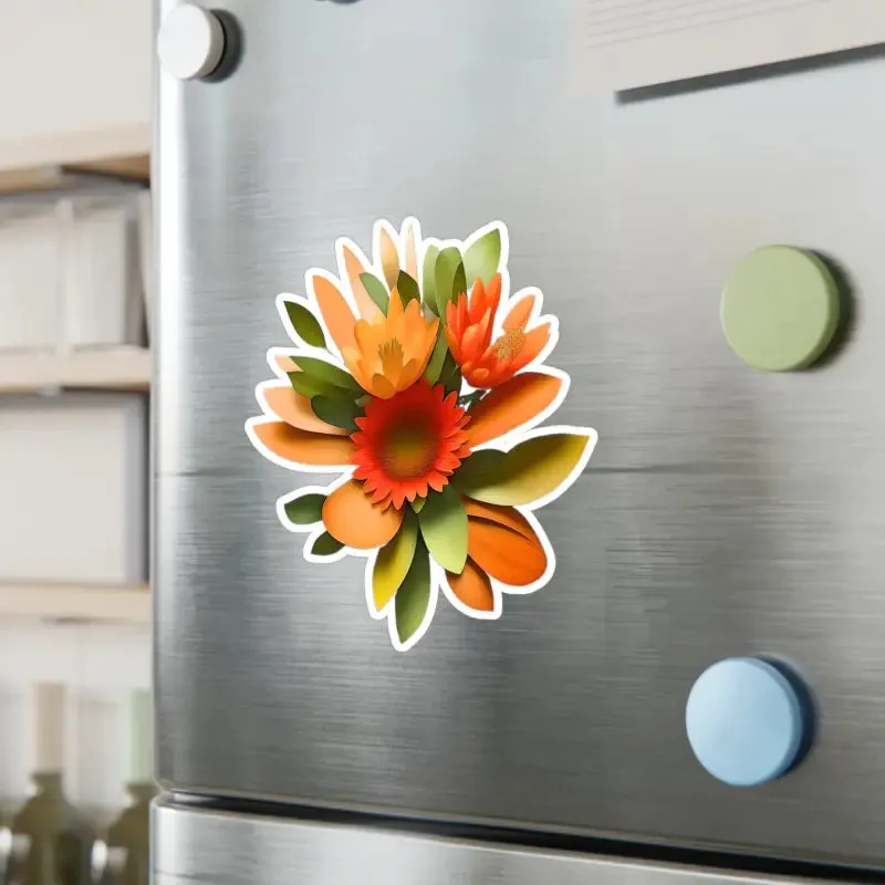 Floral Fusion Kiss Cut Vinyl Decals Orange Red Flowers