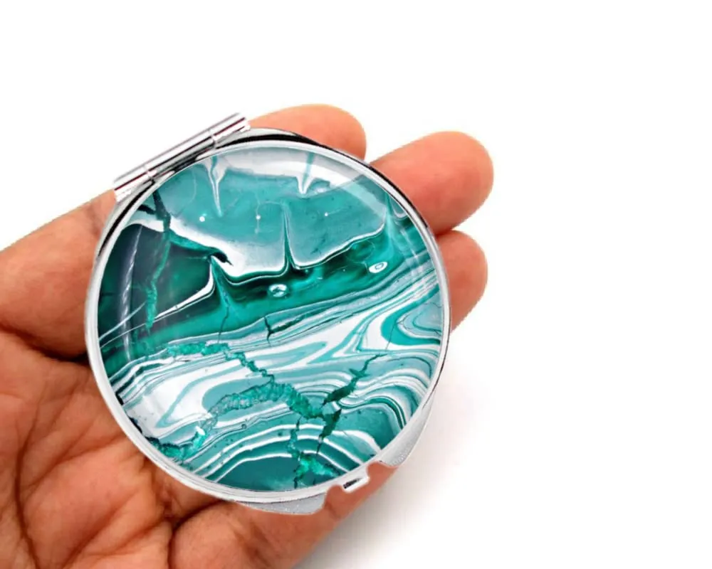 floral handheld mirror sister gift, cosmetic compact mirror, travel makeup mirror (STYLE A)