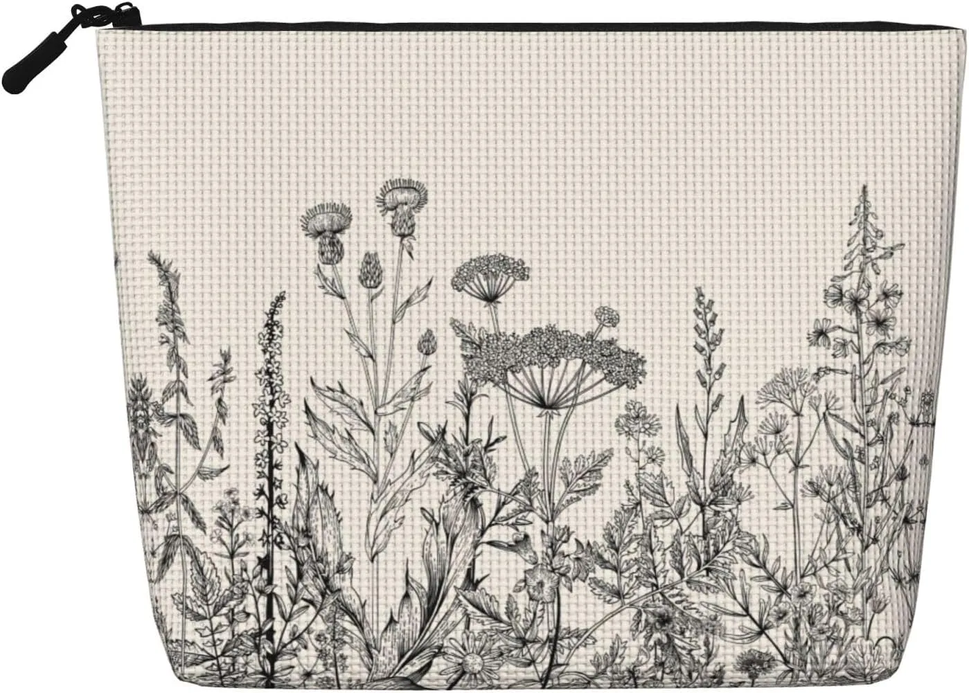 Floral Herbs Botanical Engraving Print Work Bag Essentials Single-layer Makeup Bag Travel Cosmetic Organizer Large Capacity