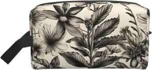 Floral Herbs Botanical Pattern Print Travel Toiletry Bag - Cosmetic Makeup Pouch for Men and Women, Portable Organizer for Daily Use