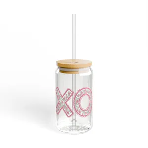 Floral Hugs & Kisses Sipper Glass 16 Oz